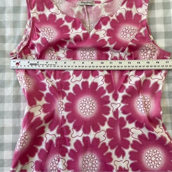 Chiao Ciao dress cotton sleeveless pink white summer Spring dress floral stretch - Picture 8 of 13